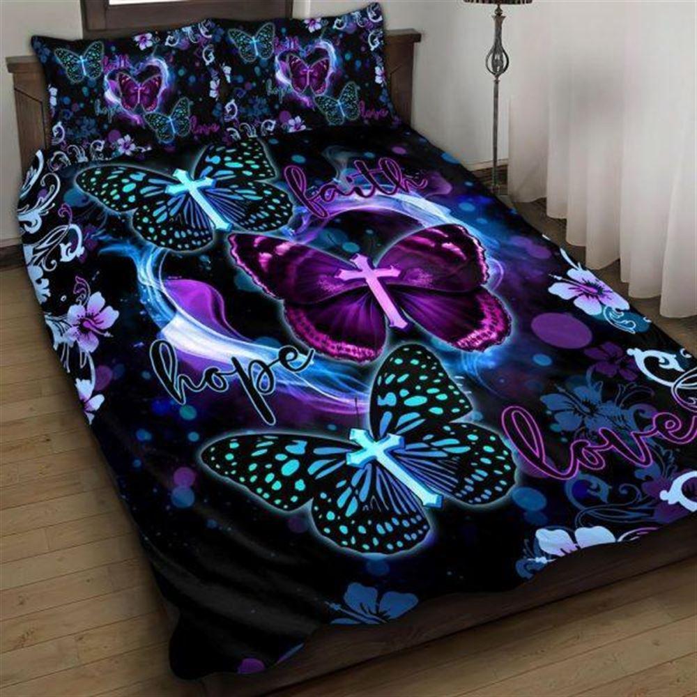 Cross Faith Hope Love Christian Quilt Bedding Set – Christian Gift For Believers Cross Faith Hope Love Christian Quilt Bedding Set – Christian Gift For Believers