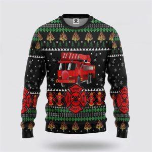 3D Firefighter Truck Ugly Christmas Sweatshirt –&hellip;