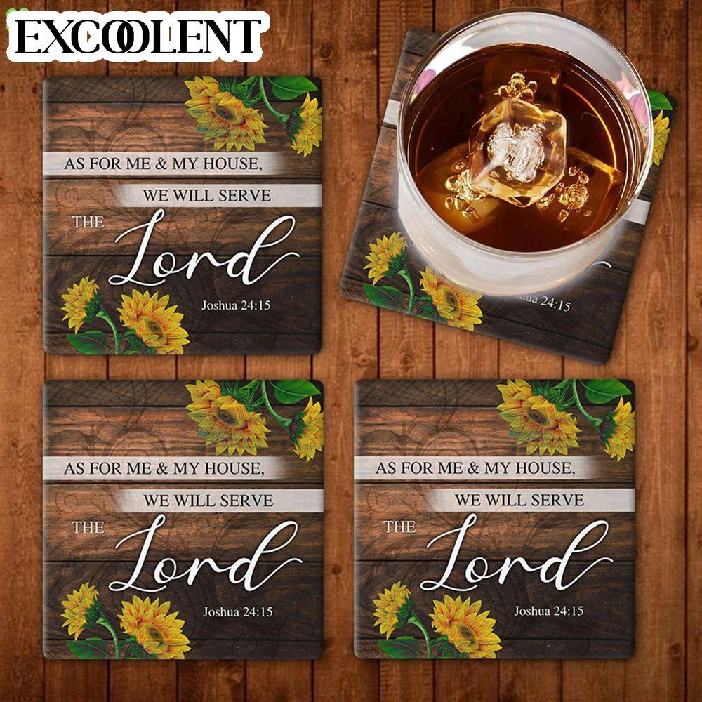 As For Me And My House Joshua 2415 Sunflower Scripture Stone Coasters – Coasters Gifts For Christian