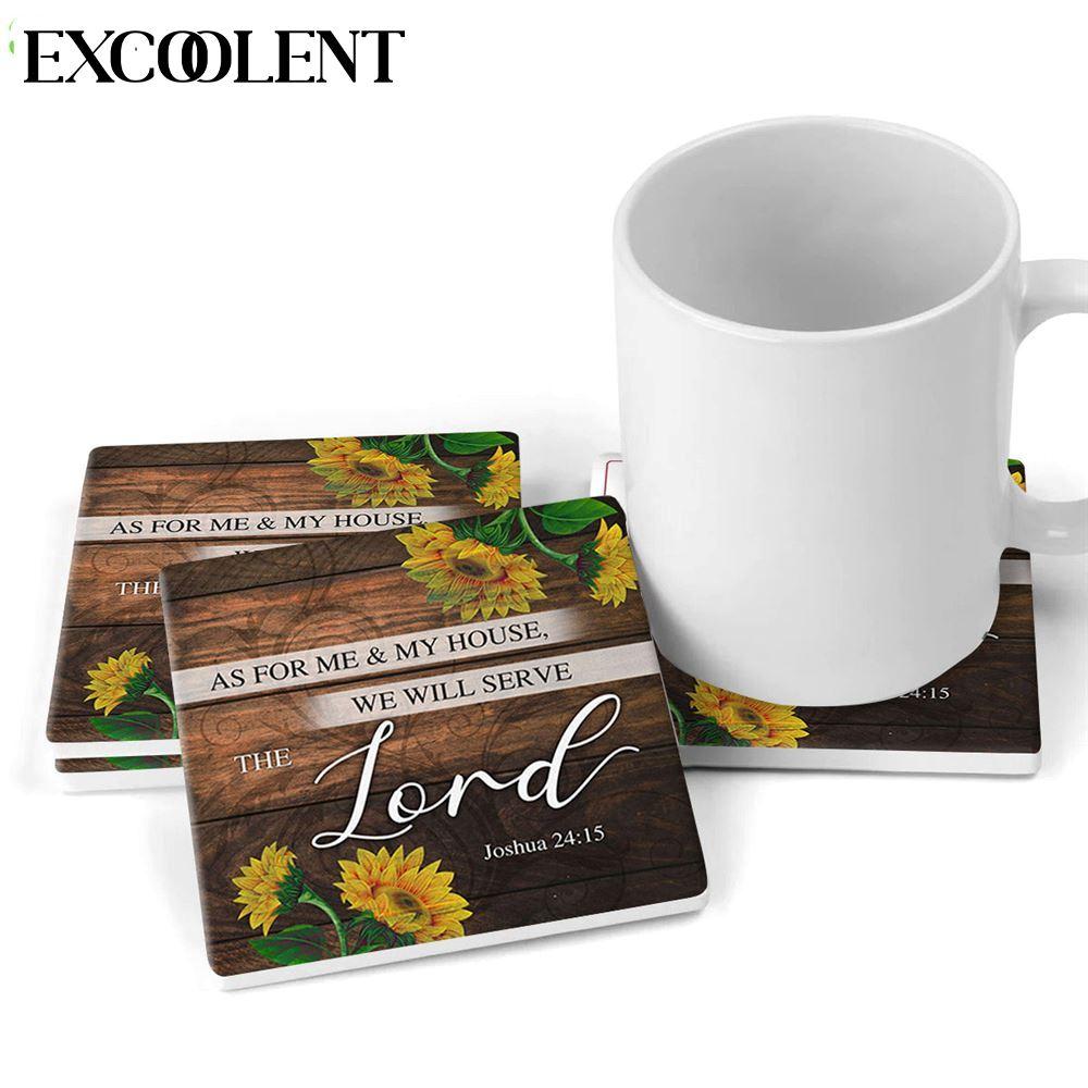 As For Me And My House Joshua 2415 Sunflower Scripture Stone Coasters – Coasters Gifts For Christian