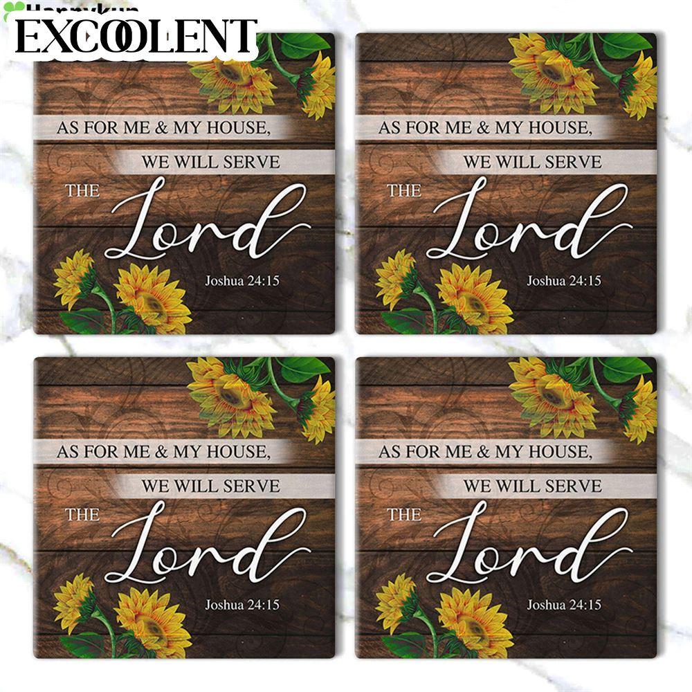 As For Me And My House Joshua 2415 Sunflower Scripture Stone Coasters – Coasters Gifts For Christian