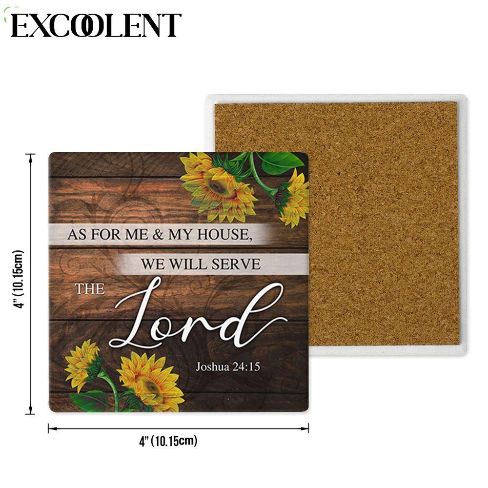 As For Me And My House Joshua 2415 Sunflower Scripture Stone Coasters – Coasters Gifts For Christian