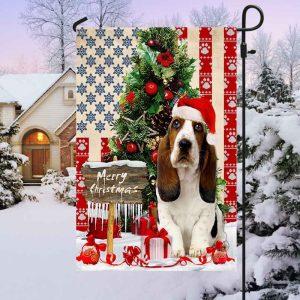 Basset Hound Christmas American Flag 3
