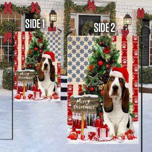 Basset Hound Christmas American Flag 4