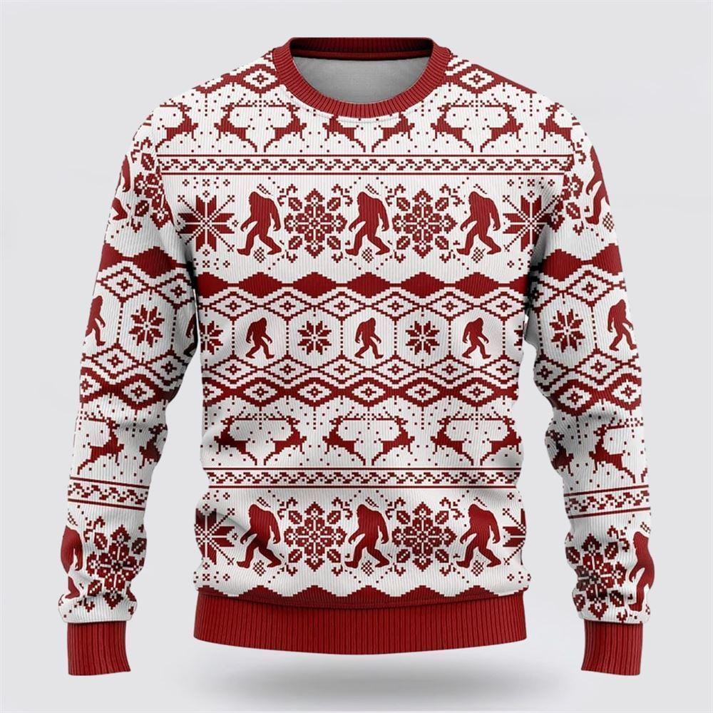 Bigfoot Classic Red Pattern Ugly Christmas Sweater – Best Gift For Christmas