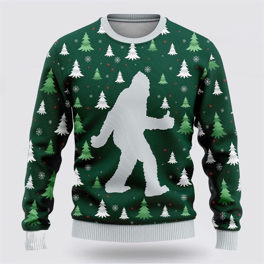 Bigfoot Funny Green Pattern Ugly Christmas Sweater – Best Gift For Christmas