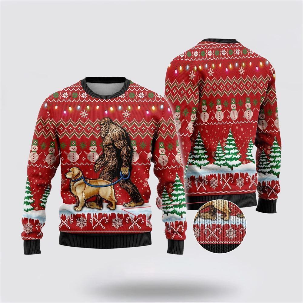 Bigfoot Goes To Spend Christmas With Boxes Ugly Christmas Sweater – Best Gift For Christmas