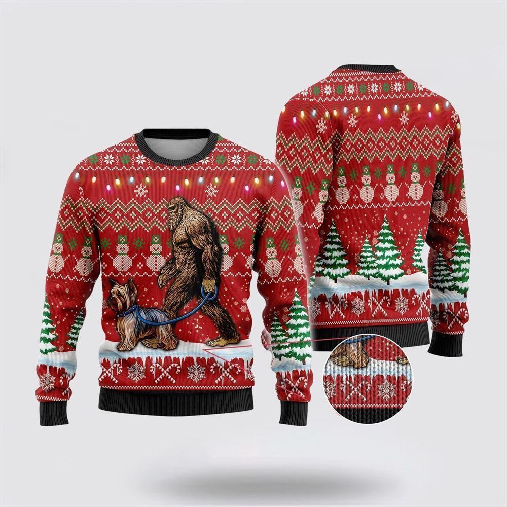 Bigfoot Goes To Spend Christmas With Dachshund Ugly Christmas Sweater – Best Gift For Christmas