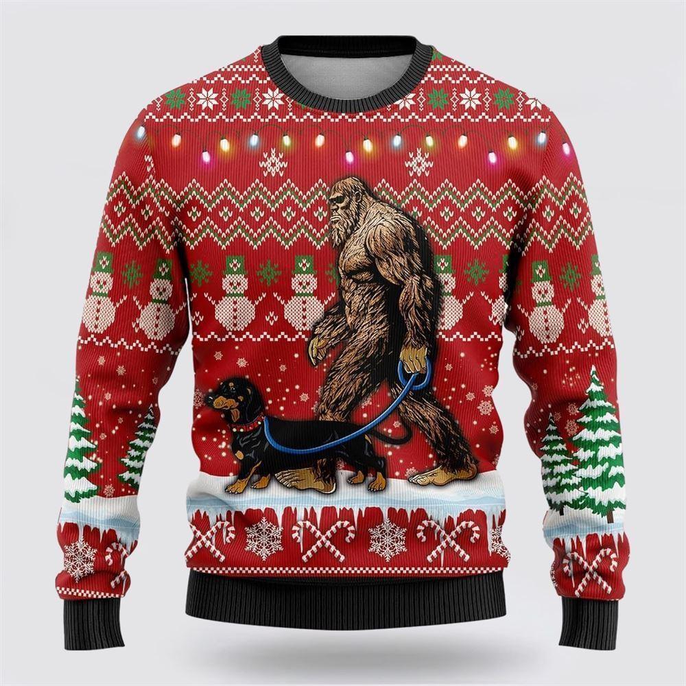 Bigfoot Goes To Spend Christmas With Husky Ugly Christmas Sweater – Best Gift For Christmas