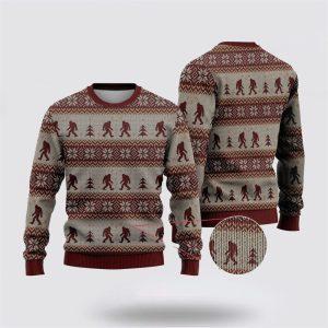 Bigfoot Red And Gray Pattern Ugly Christmas&hellip;