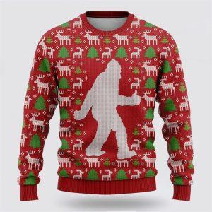 Bigfoot Reindeer And Pine Tree Motifs Ugly&hellip;