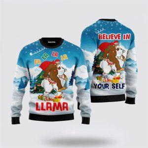 Bigfoot Riding Llama Ugly Christmas Sweater For&hellip;