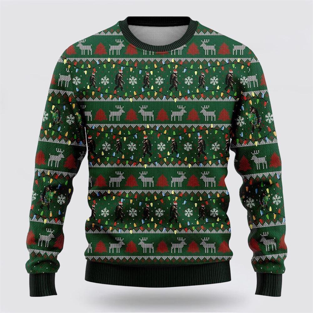Bigfoot Santa Claus Green Pattern Ugly Christmas Sweater – Best Gift For Christmas