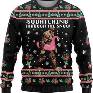 Bigfoot Snow Flamingo Ugly Chistmas Sweater –&hellip;