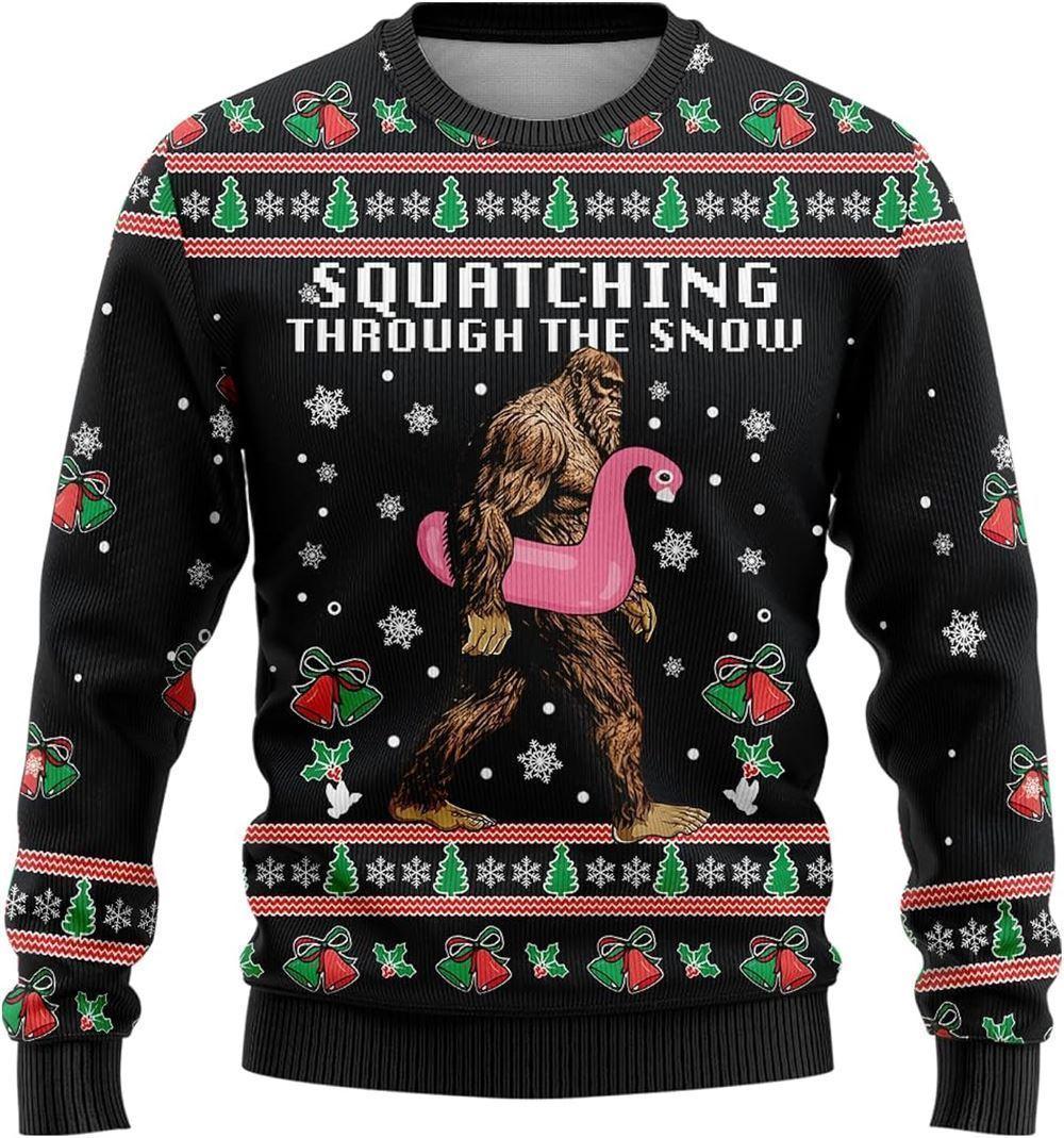 Bigfoot Snow Flamingo Ugly Chistmas Sweater – Best Gift For Christmas