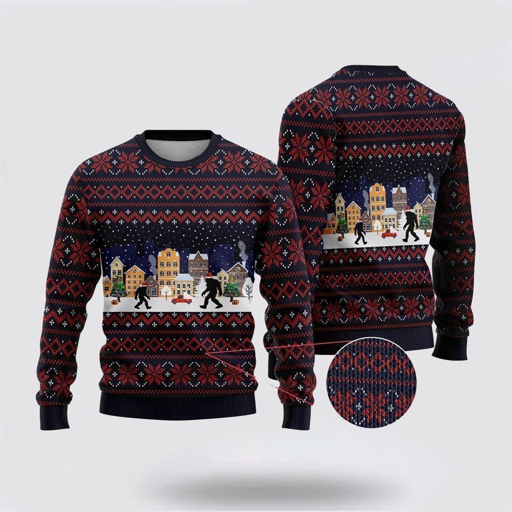 Bigfoot Winter City Ugly Christmas Sweater – Best Gift For Christmas