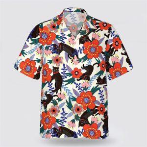 Black Cat And Red Flower Pattern Hawaiin&hellip;