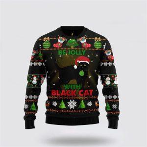 Black Cat Be Jolly Ugly Christmas Sweater&hellip;