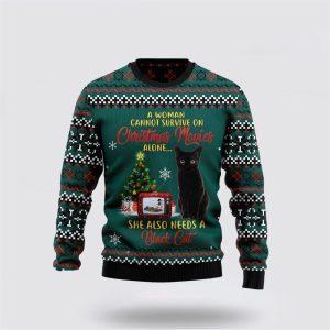 Black Cat Christmas Movie Ugly Christmas Sweater&hellip;