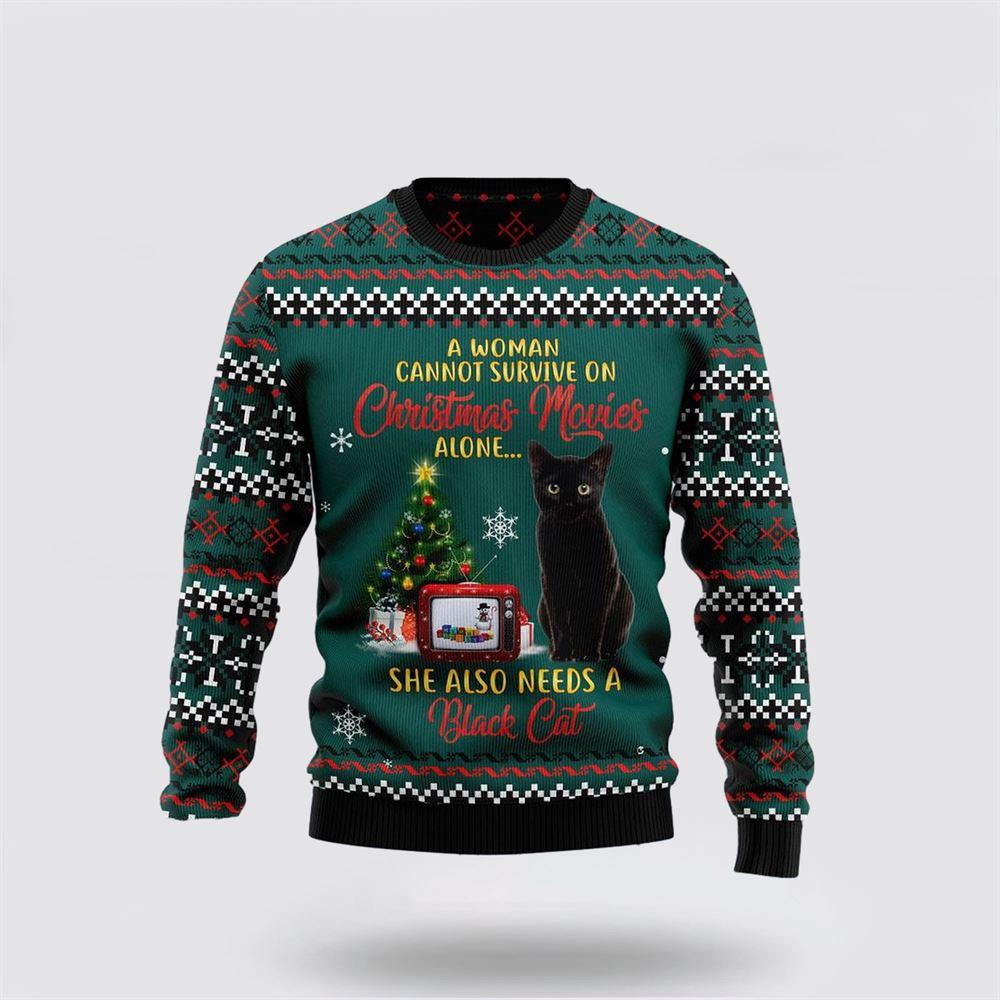 Black Cat Christmas Movie Ugly Christmas Sweater – Cat Lover Christmas Sweater Black Cat Christmas Movie Ugly Christmas Sweater – Cat Lover Christmas Sweater