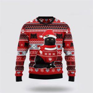 Black Cat Christmas Pattern Ugly Christmas Sweater&hellip;