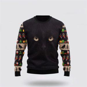 Black Cat Cute Face Ugly Christmas Sweater&hellip;