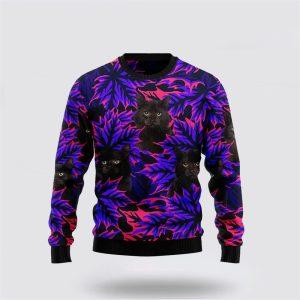 Black Cat Leaves Funny Family Ugly Christmas&hellip;