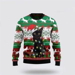 Black Cat Light Christmas Ugly Christmas Sweater&hellip;