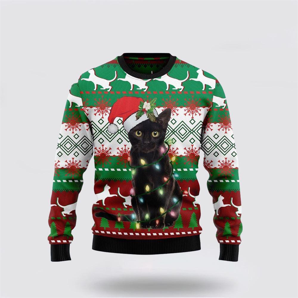 Black Cat Light Christmas Ugly Christmas Sweater – Cat Lover Christmas Sweater Black Cat Light Christmas Ugly Christmas Sweater – Cat Lover Christmas Sweater