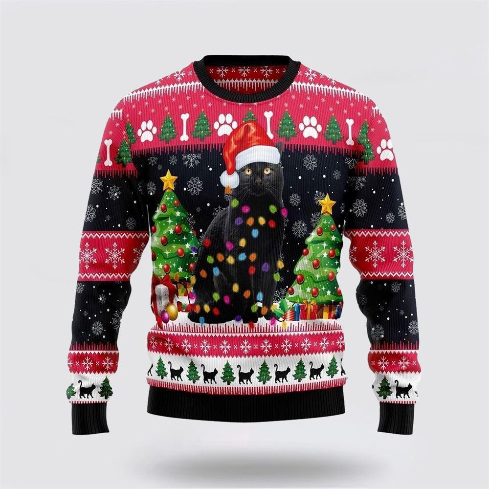 Black Cat Light Ugly Christmas Sweater – Cat Lover Christmas Sweater Black Cat Light Ugly Christmas Sweater – Cat Lover Christmas Sweater