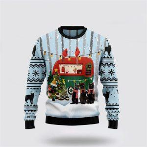 Black Cat Love Camping Ugly Christmas Sweater&hellip;