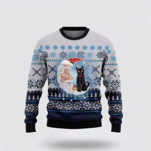 Black Cat Love Santa Moon Ugly Christmas&hellip;