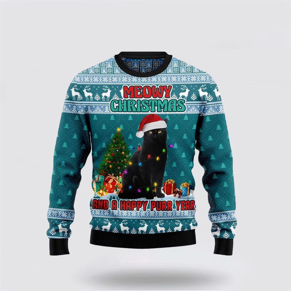 Black Cat Meomy Christmas And A Happy Purr Year Ugly Christmas Sweater – Cat Lover Christmas Sweater Black Cat Meomy Christmas And A Happy Purr Year Ugly Christmas Sweater – Cat Lover Christmas Sweater
