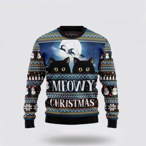 Black Cat Meowy Christmas Ugly Christmas Sweater&hellip;