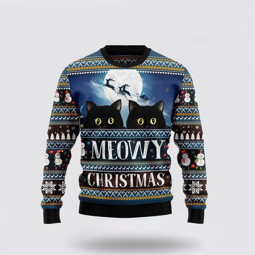 Black Cat Meowy Christmas Ugly Christmas Sweater – Cat Lover Christmas Sweater Black Cat Meowy Christmas Ugly Christmas Sweater – Cat Lover Christmas Sweater
