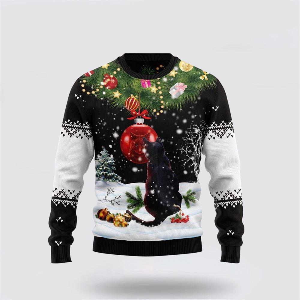 Black Cat Mirror Ugly Christmas Sweater – Cat Lover Christmas Sweater Black Cat Mirror Ugly Christmas Sweater – Cat Lover Christmas Sweater