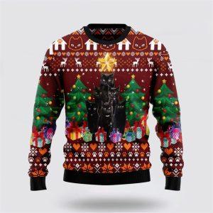 Black Cat Pine Tree Ugly Christmas Sweater&hellip;