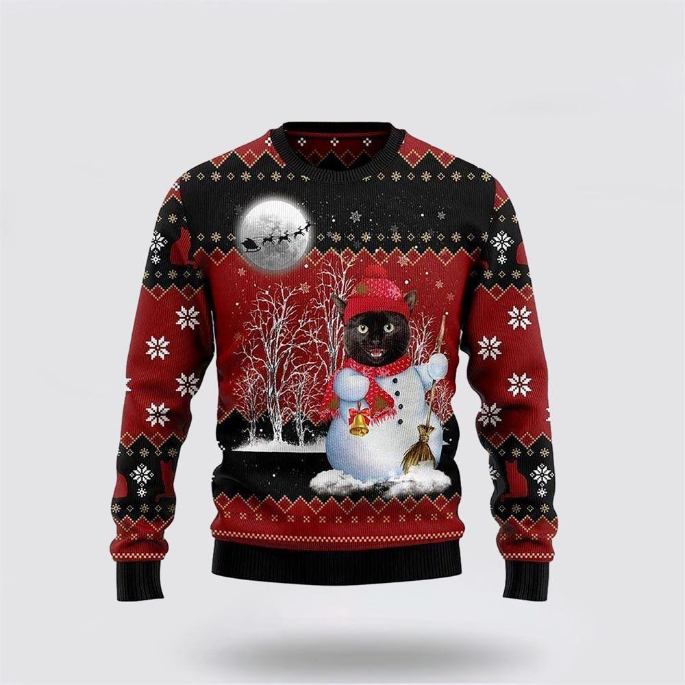 Black Cat Snowman Ugly Christmas Sweater – Cat Lover Christmas Sweater Black Cat Snowman Ugly Christmas Sweater – Cat Lover Christmas Sweater