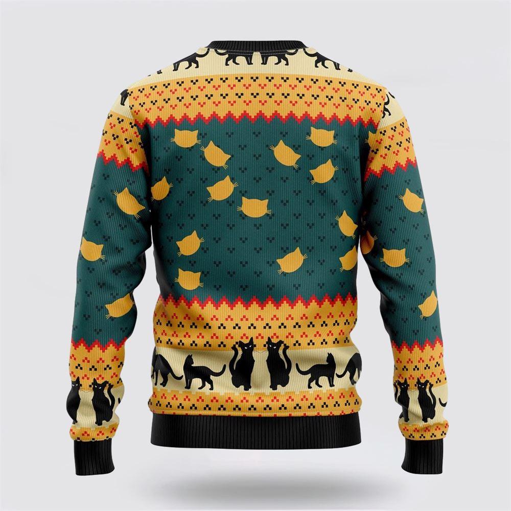 Black Cat Ugly Christmas Sweater 3D – Cat Lover Christmas Sweater