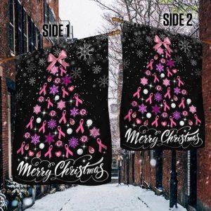 Breast Cancer Christmas Flag Merry Christmas Christmas Tree – Christmas Flag Outdoor Decoration