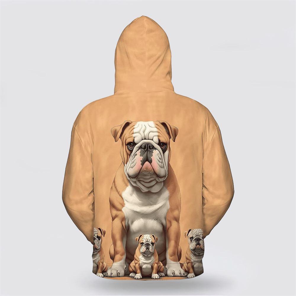 Brown Bulldog Dog Pattern All Over Print Hoodie Shirt – Gift For Dog Lover