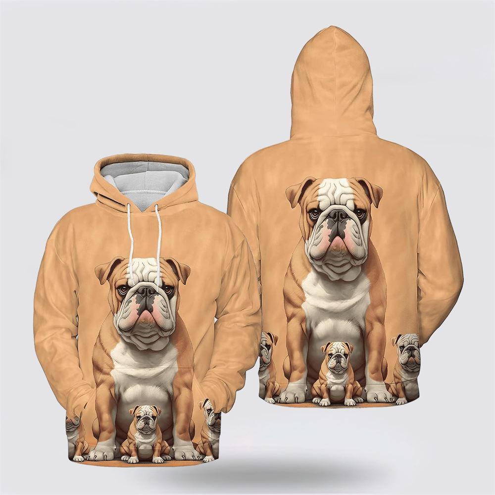 Brown Bulldog Dog Pattern All Over Print Hoodie Shirt – Gift For Dog Lover