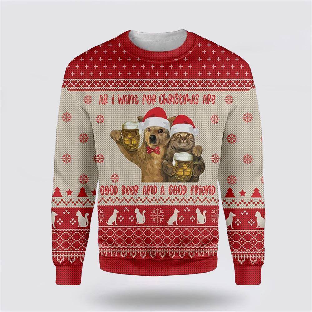 Cat All I Want For Christmas Are Good Beer And A Good Friend Ugly Christmas Sweater – Cat Lover Christmas Sweater Cat All I Want For Christmas Are Good Beer And A Good Friend Ugly Christmas Sweater – Cat Lover Christmas Sweater