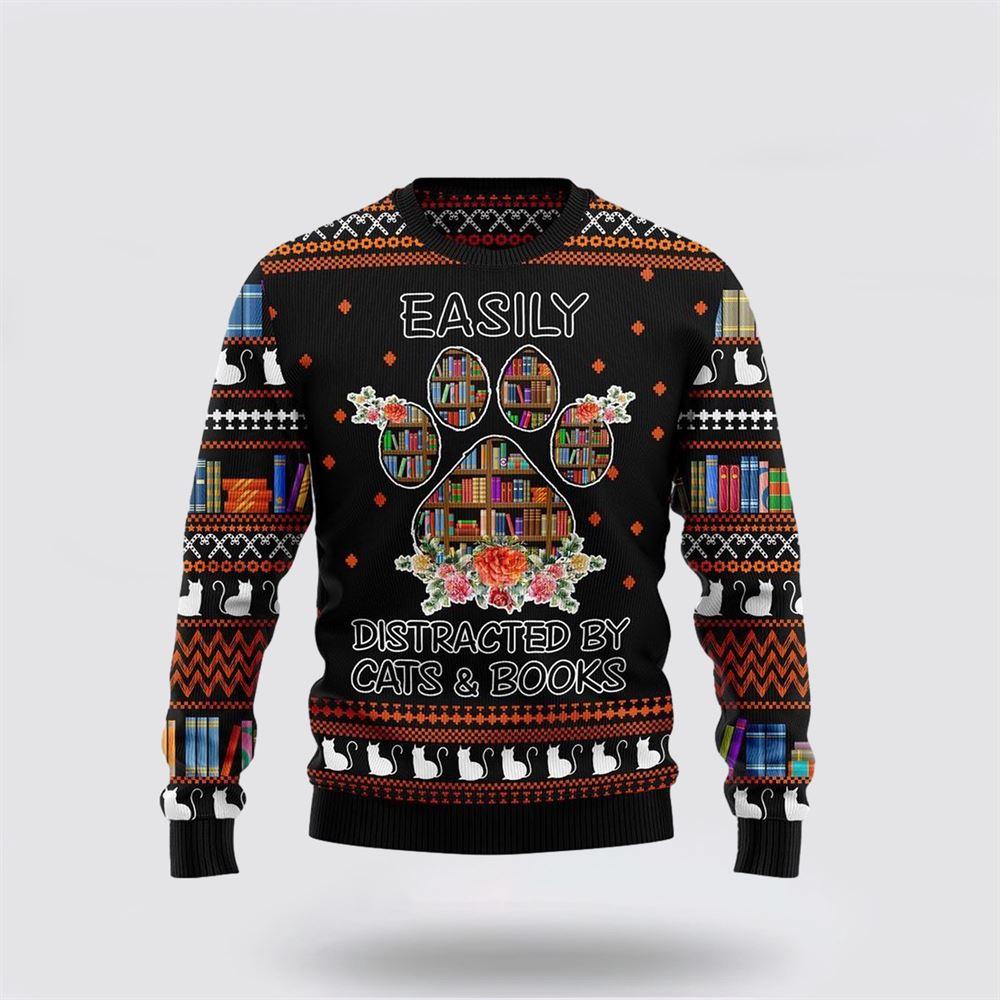 Cat And Books Ugly Christmas Sweater – Cat Lover Christmas Sweater Cat And Books Ugly Christmas Sweater – Cat Lover Christmas Sweater