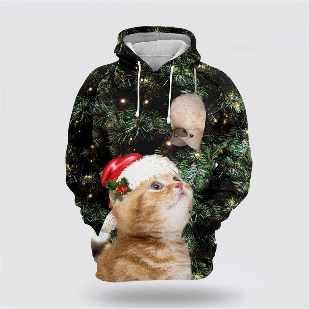 Cat Christmas All Over Print 3D Hoodie – Cat Lover Christmas Hoodie