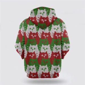 Cat Color Christmas All Over Print 3D Hoodie Cat Lover Christmas Hoodie 3