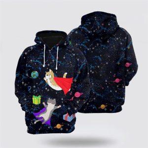 Cat Space Christmas All Over Print Hoodie Cat Lover Christmas Hoodie 3
