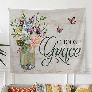 Choose Grace Tapestry Wall Art Flower Butterfly&hellip;