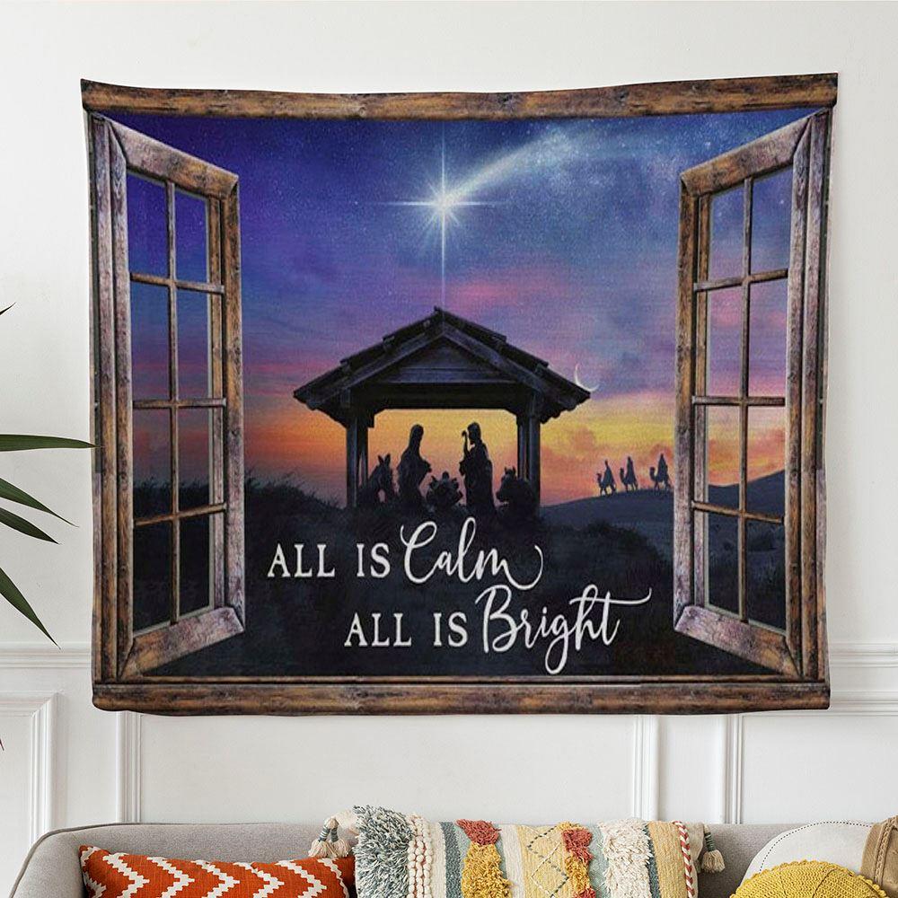 Christian Christmas Gifts All Is Calm All Is Bright Jesus Born Christmas Tapestry Wall Art – Tapestries Gift For Christian Christian Christmas Gifts All Is Calm All Is Bright Jesus Born Christmas Tapestry Wall Art – Tapestries Gift For Christian
