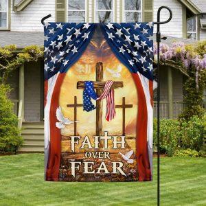 Christian Cross American Flag Faith Over Fear&hellip;